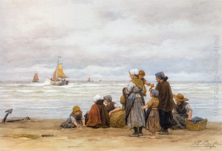 The Departure of the Fishing Fleet painting - Philippe Lodowyck Jacob Sadee The Departure of the Fishing Fleet art painting